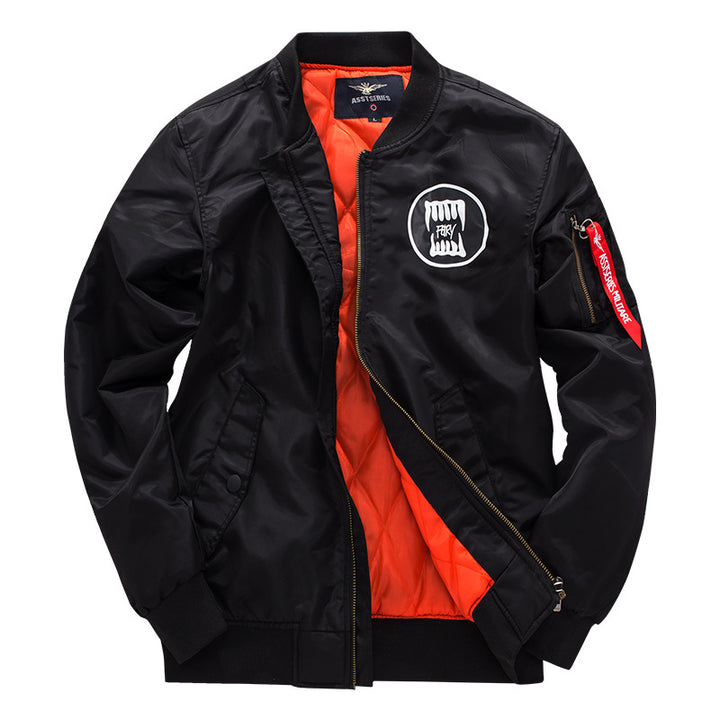 Herren o Grafik-Logo gesteppte Nylon Pilot Bomber mit Ärmel-Reißverschluss-Tasche Drune