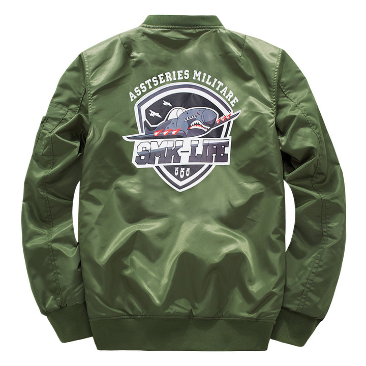 Herren o Grafik-Logo gesteppte Nylon Pilot Bomber mit Ärmel-Reißverschluss-Tasche Drune