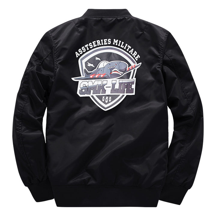 Herren o Grafik-Logo gesteppte Nylon Pilot Bomber mit Ärmel-Reißverschluss-Tasche Drune