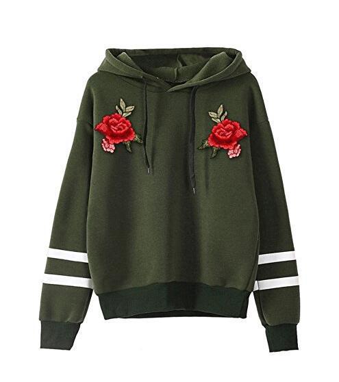 Damen Sweatshirt mit hochqualitativen Rosenstickereien Drune