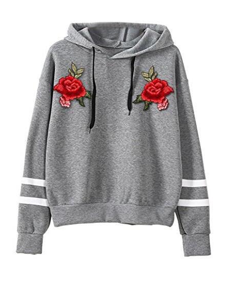 Damen Sweatshirt mit hochqualitativen Rosenstickereien Drune