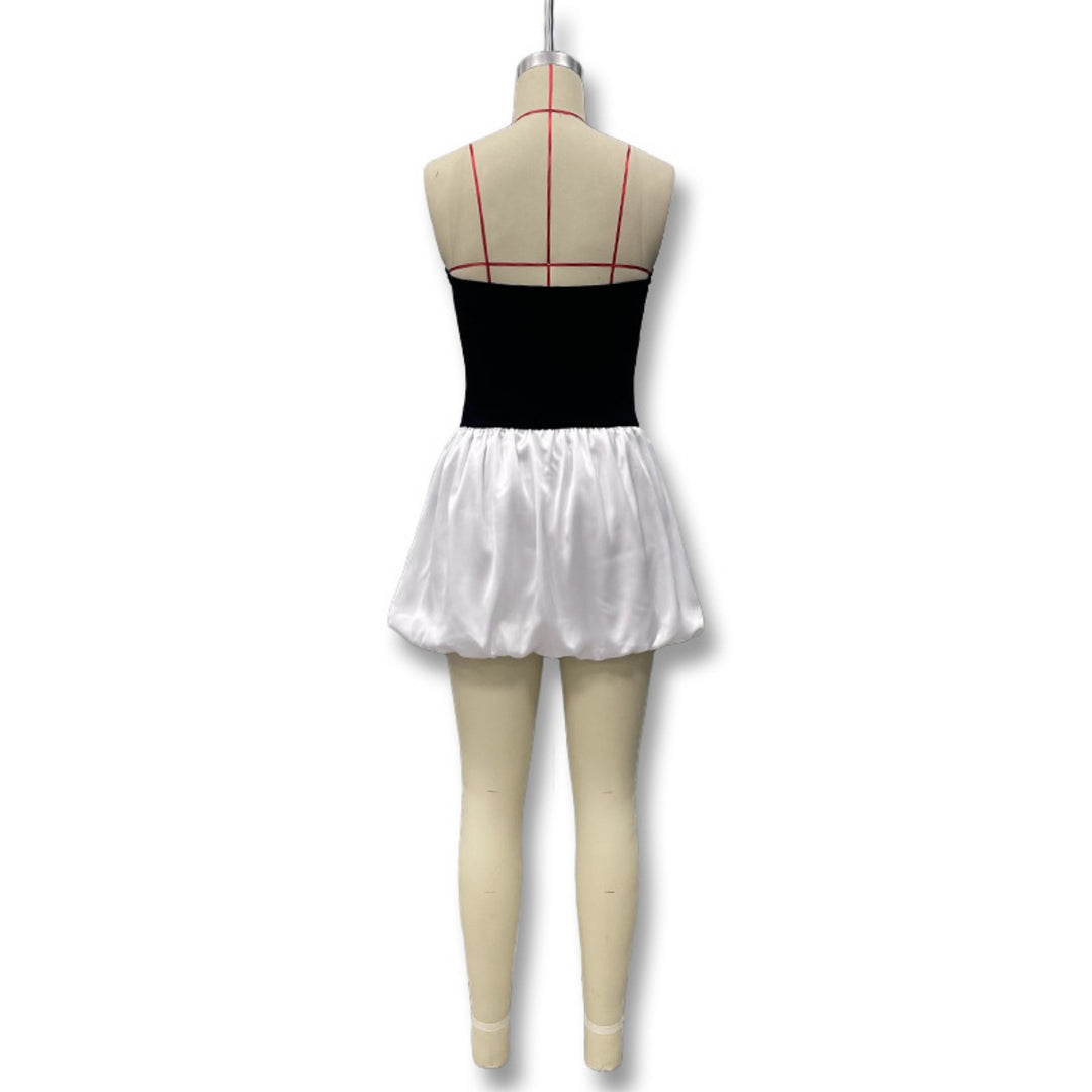 Drune | Kontrastierende Farbe einreihig Tube Top Kleid Kleid