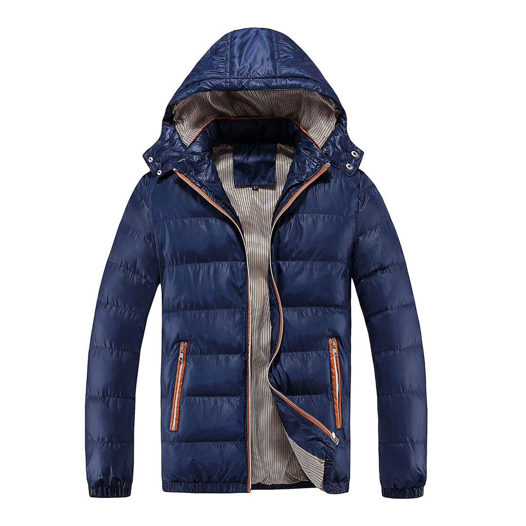 Herren Gefütterte Stepp-Expeditionsjacke mit Kunstfellkapuze und Frontmix-Taschen Drune