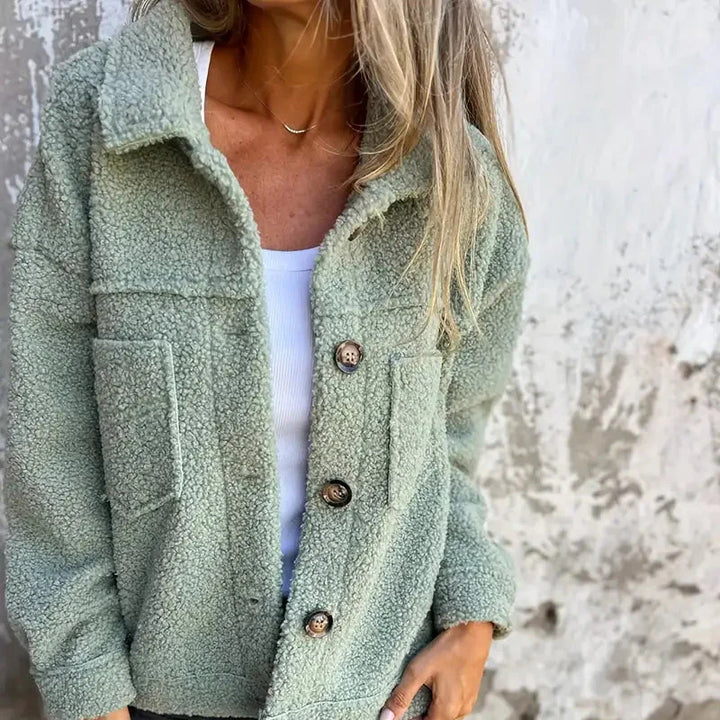 Drune | Damen Lange Ärmel Teddy Jacke Gemütlicher Winterstil