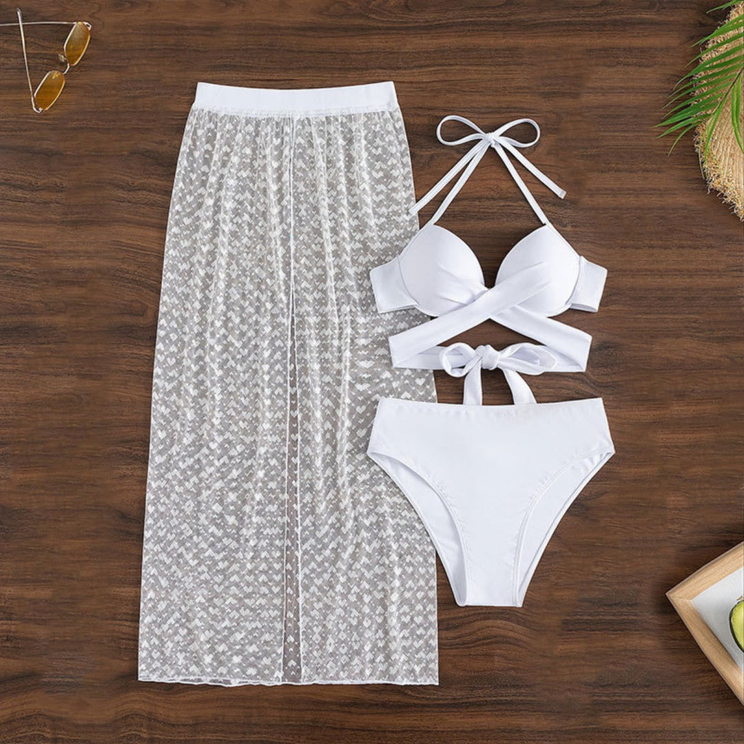 Drune | Dreiteiliger Bikini mit Netzrock