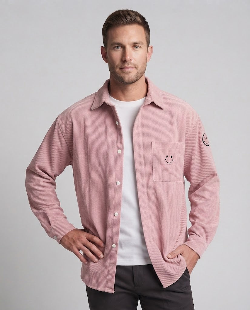 Herren Casual Cord-Jacke mit lässigem Design und Smiley-Detail Drune