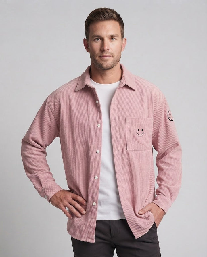 Herren Casual Cord-Jacke mit lässigem Design und Smiley-Detail Drune