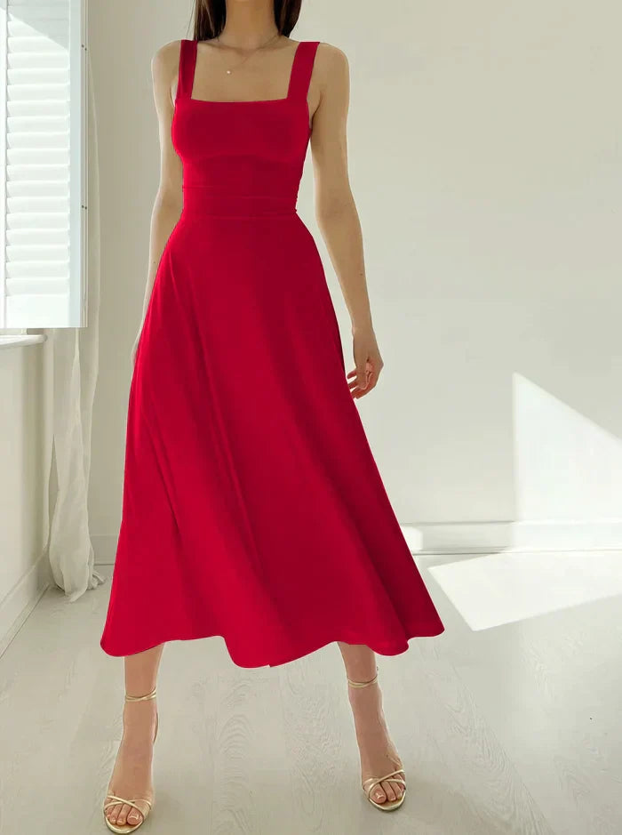 Drune - Elegantes ärmelloses A-Linien-Midikleid – Zeitloser Chic | Fit-and-Flare Midikleid – Perfekt für jeden Anlass
