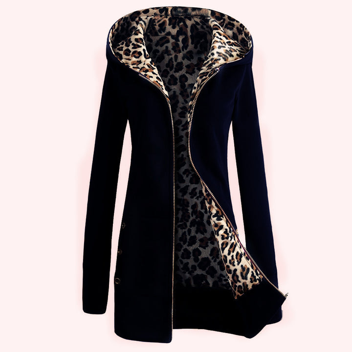 Damen modische Kapuzenjacke mit tierischem Innenfutter Drune