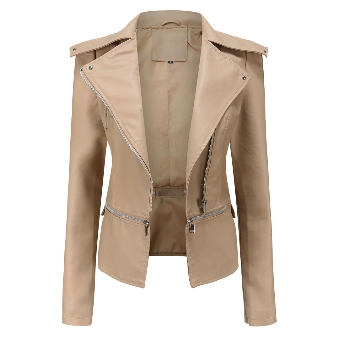 Drune | Damen Slim Fit PU-Leder Motorradjacke