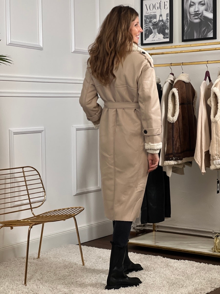 Drune | Damen Weicher Kunstfell Gürtel in Der Taille Elegantes Langes Modell