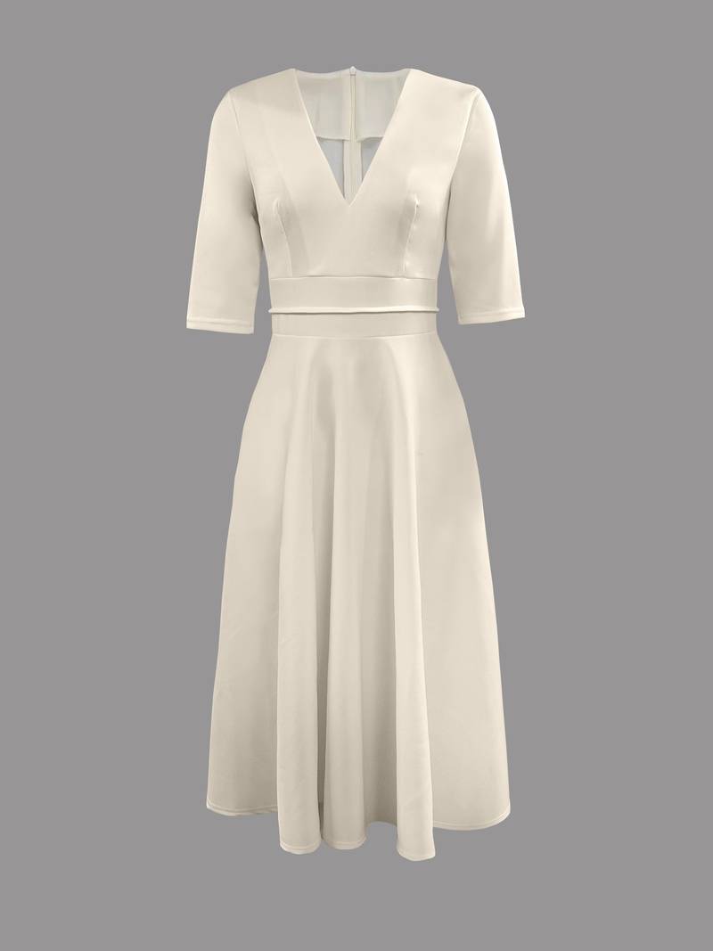 Drune | Elegantes Midi-Kleid mit Tiefem V-Ausschnitt für Damen