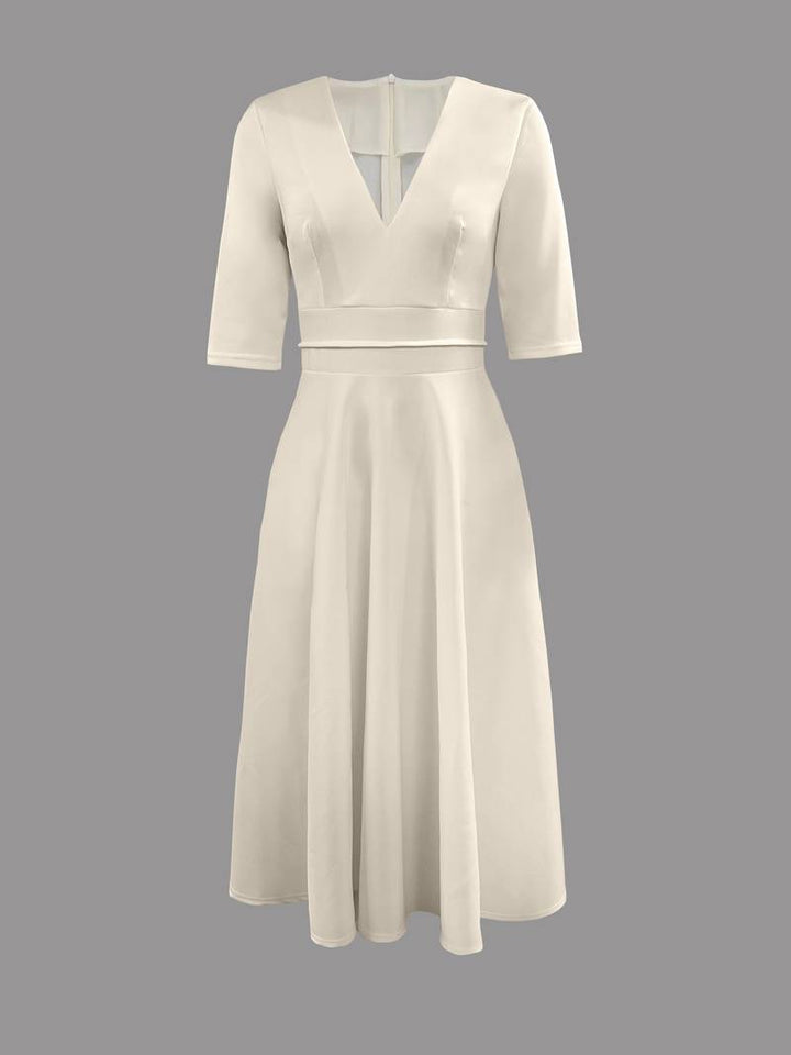Drune | Elegantes Midi-Kleid mit Tiefem V-Ausschnitt für Damen