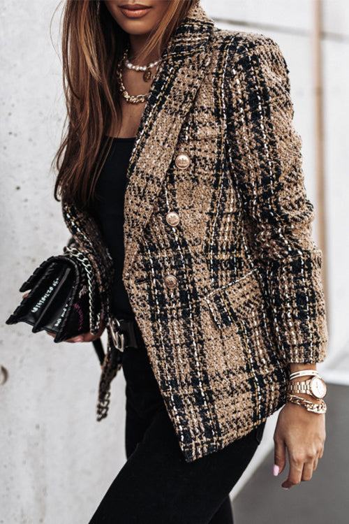 Drune | Gepunkteter Offene Front Karo Blazer Jacke
