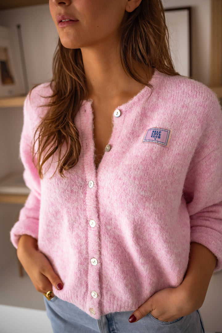 Drune | rosa gestepptes Cardigan für Layer-Looks