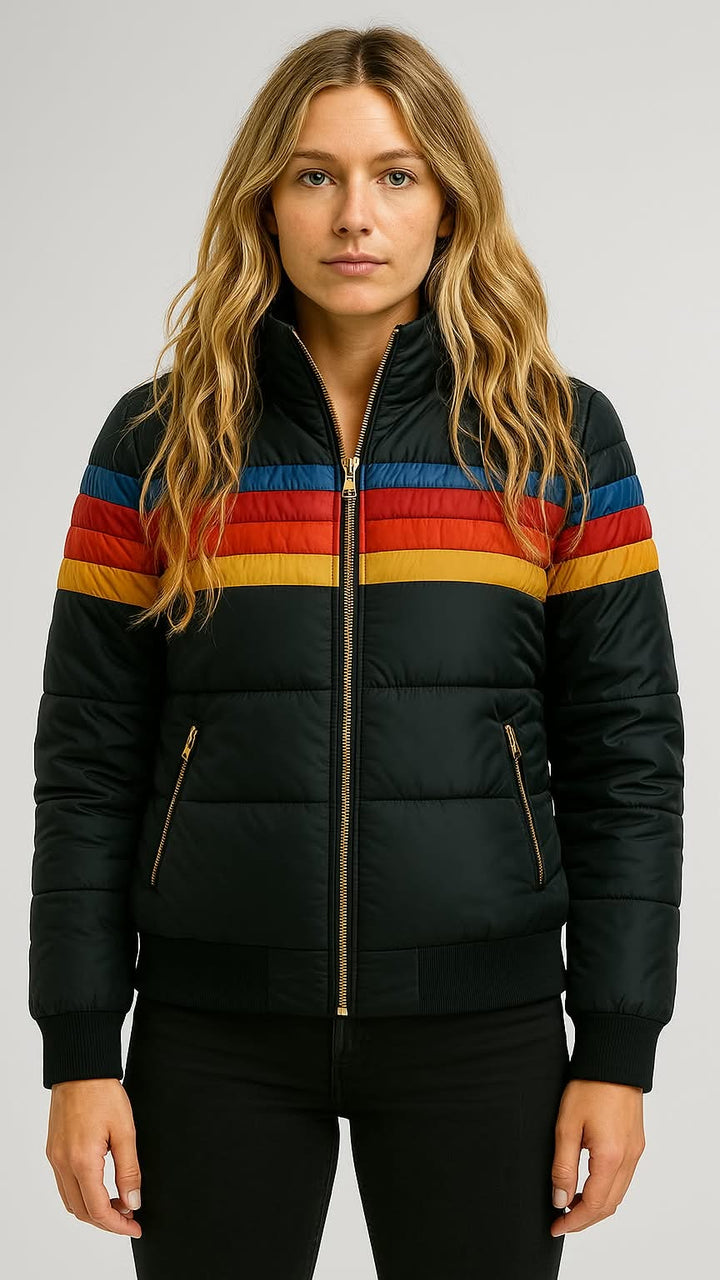 Drune | Wasserdichte Pufferjacke Farbblockierte Kapuzenwinterjacke
