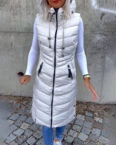 Drune | Gesteppte Ärmellose Jacke, Lässig, mit Kapuze und Reißverschluss