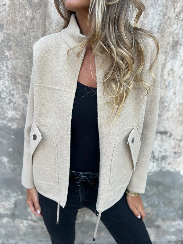 Drune | Fleecejacke mit strukturiertem Stehkragen