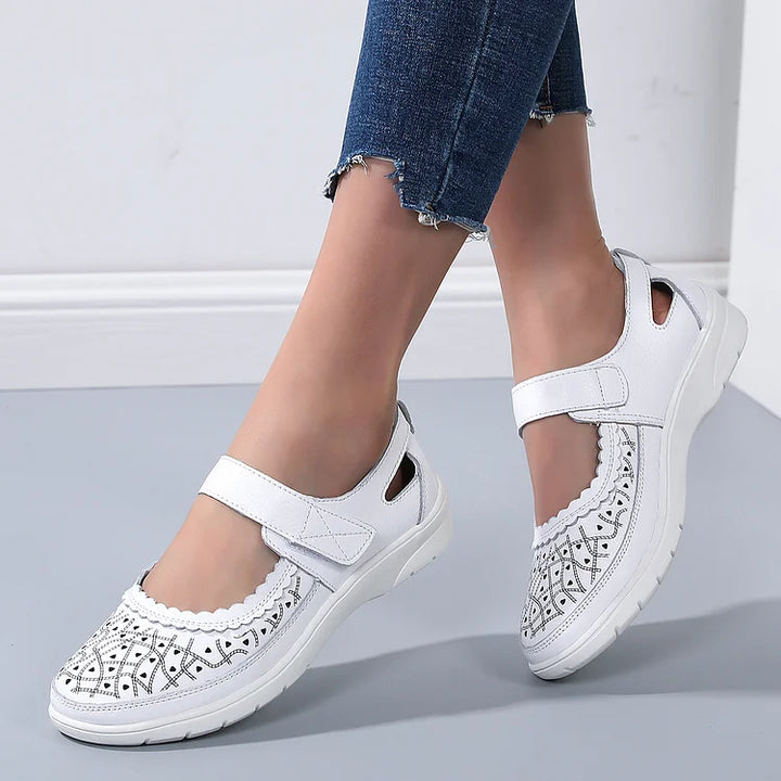 Drune | Orthopädische Komfortschuhe aus weißem Leder für Damen