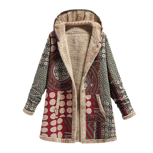Drune | elegante und warme Patchwork-Pulloverjacke aus Lammfell für Damen