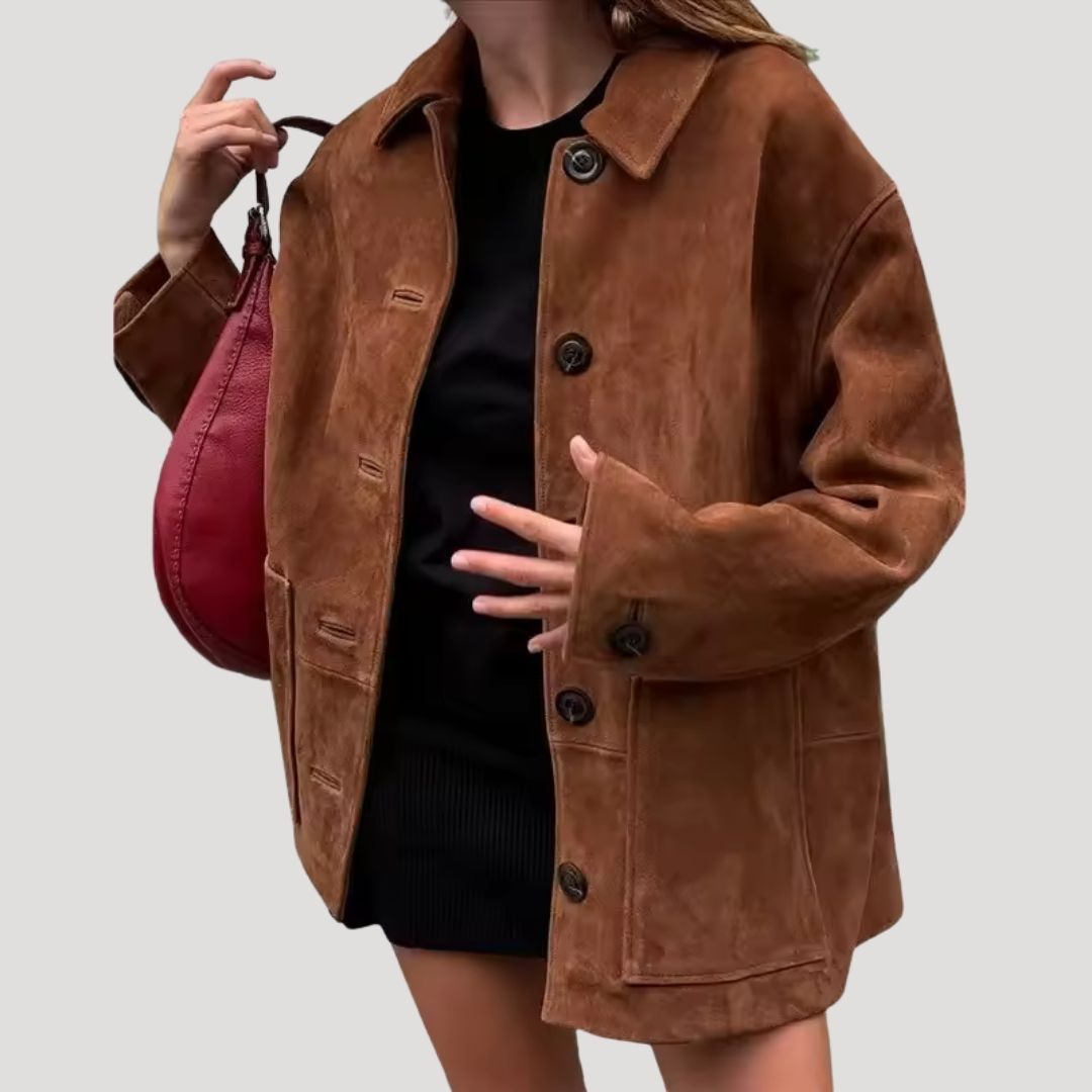 Drune | Damen Wildleder Winterjacke Oversized Stil