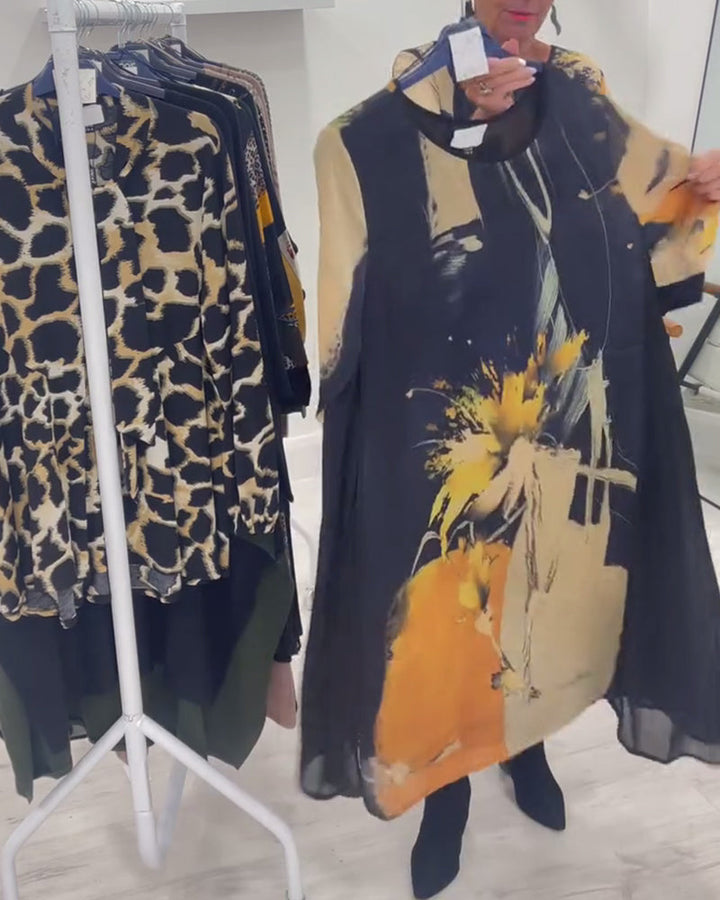 Drune | Rundhals Ausschnitt und Retro Print