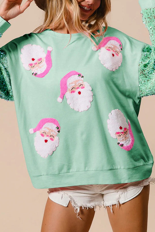 Drune | Weihnachten Lässig Locker Rundhals Pailletten Ärmel Sweatshirt