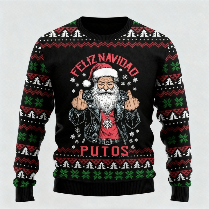 Drune | Skurril, Gemütlich & Festlich: Der Lustige Santa Druck Weihnachts-Pullover