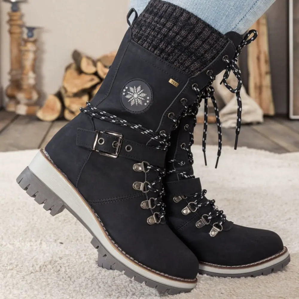 Drune | Winterstiefel - Leder - Schnürverschluss - Robuste rutschfeste Sohle - Bequeme Passform