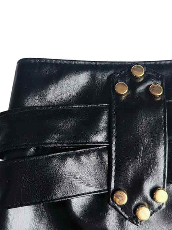 Drune | Punk Pu Leder Hohle Shorts