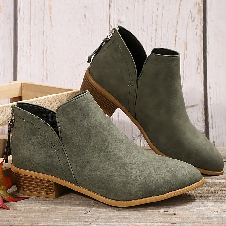 Drune | V-Ausschnitt Chic Dicke Absatzstiefel für Damen