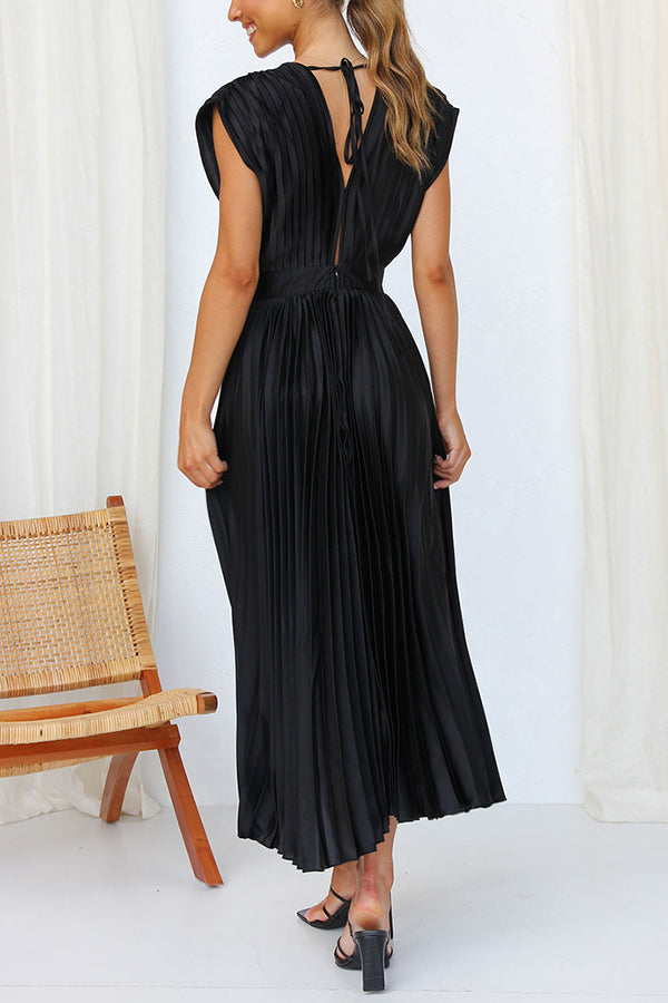 Drune | Hallo Schöne Satin Plissee Midi Kleid