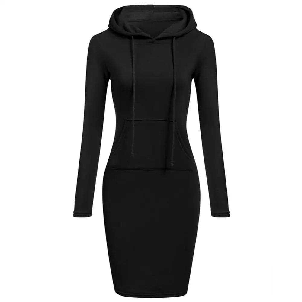 Drune | Hoodie Kleid - Lange Ärmel - Verstellbare Kapuze - Kängurutasche - Slim Fit
