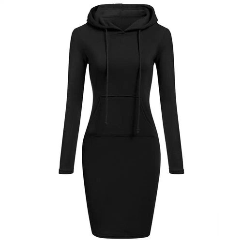 Drune | Hoodie Kleid - Lange Ärmel - Verstellbare Kapuze - Kängurutasche - Slim Fit