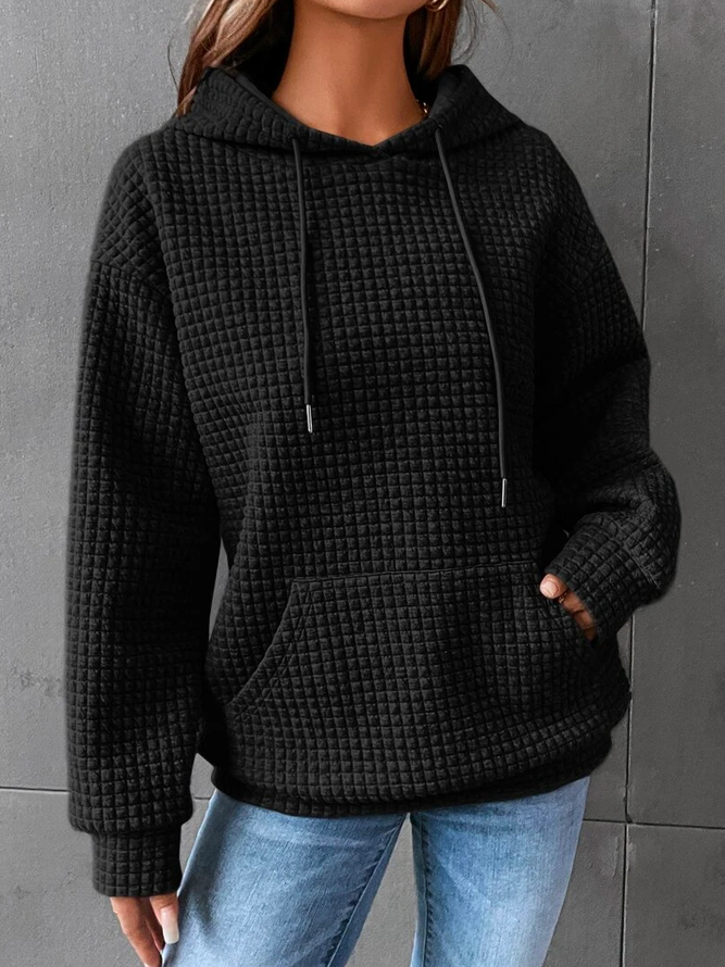 Drune | Waffelstrick Hoodie Damen - lässiger Oversized Pullover