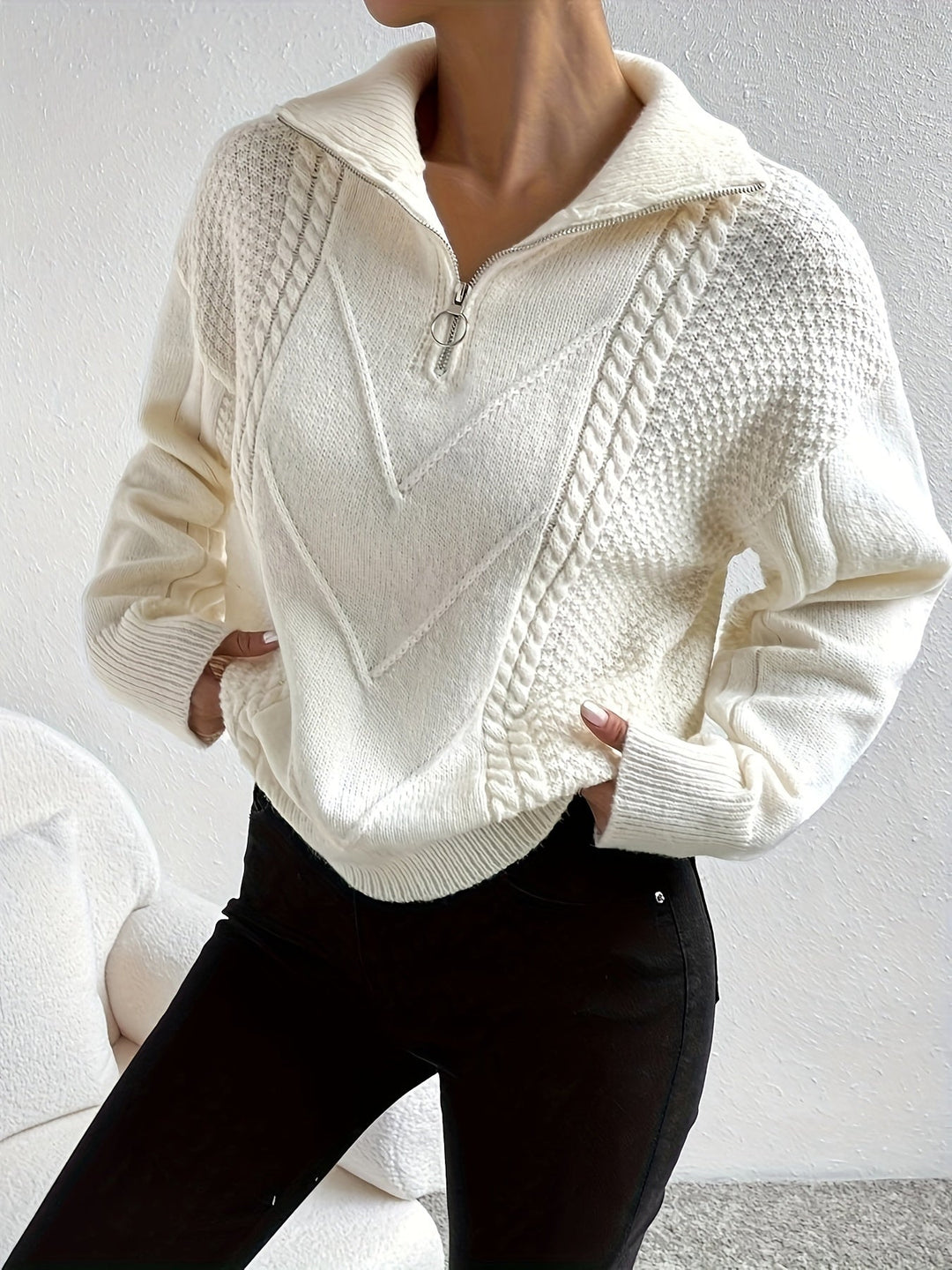 Drune | Lässiger Pullover mit Reißverschluss Damen