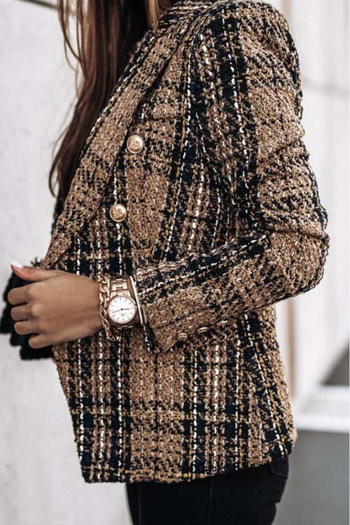 Drune | Gepunkteter Offene Front Karo Blazer Jacke
