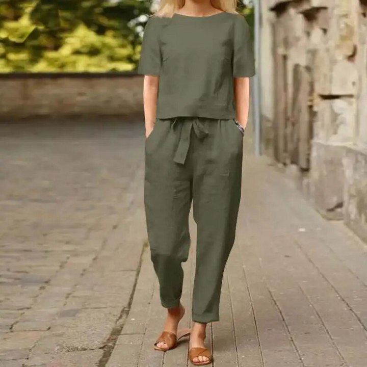 Drune | Elegantes und Bequemes Zweiteiliges Leinen Satz für Damen