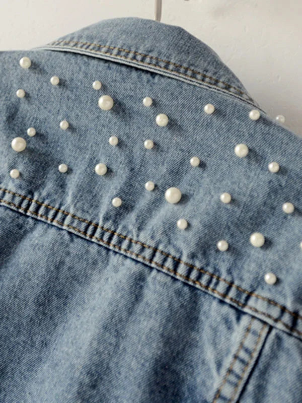 Drune | Casual Jeansjacke mit Perlen für Damen