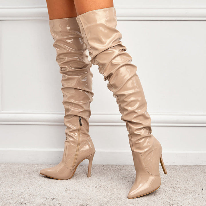 Drune | Kniehohe Lange Stiefel für Frauen mit Super Hohem Absatz für Partys