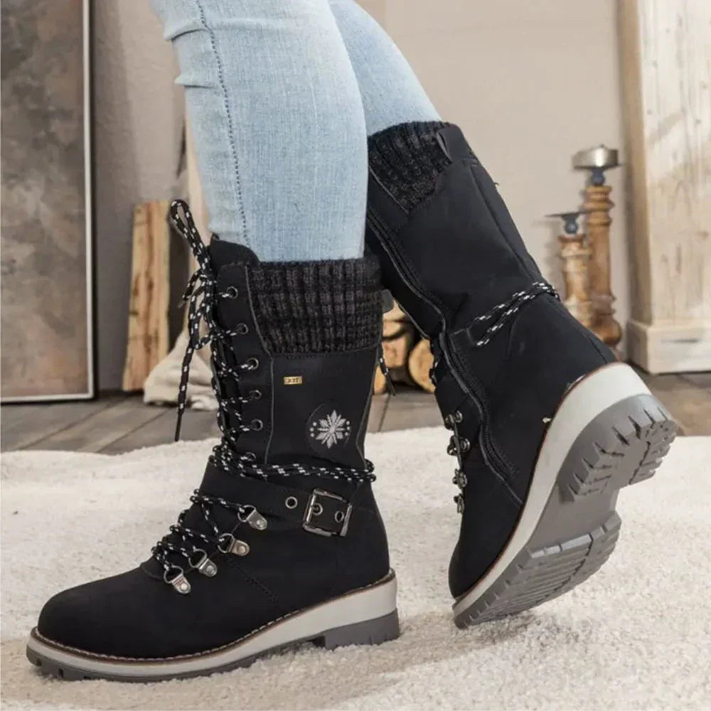 Drune | Winterstiefel - Leder - Schnürverschluss - Robuste rutschfeste Sohle - Bequeme Passform