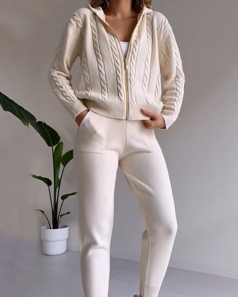 Drune | Jacquard-Strickjacken-Set mit Twist-Design