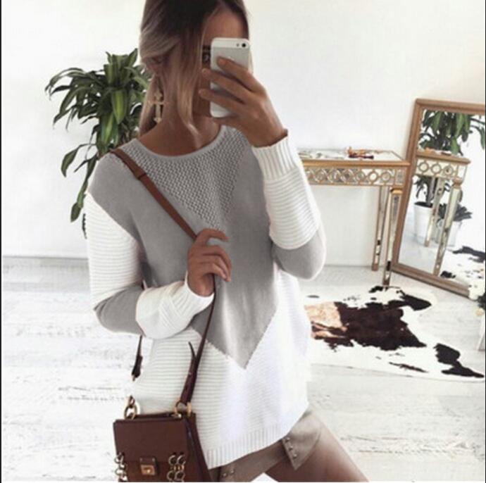 Damen Strickpullover mit modernem Zickzackmuster und strukturierten Ärmeln Drune