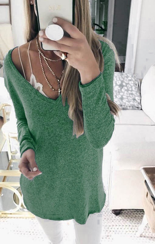 Damen feinstrick Tunika mit tiefem V-Ausschnitt und lässigem Oversized-Schnitt Drune