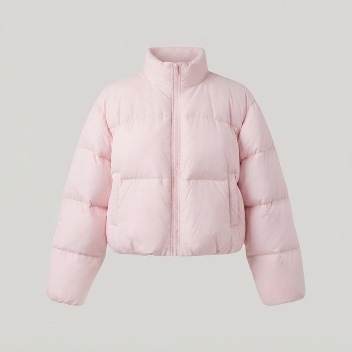 Damen Kurzgeschnittene gesteppte Pufferjacke mit Stehkragen und Cropped-Silhouette Drune