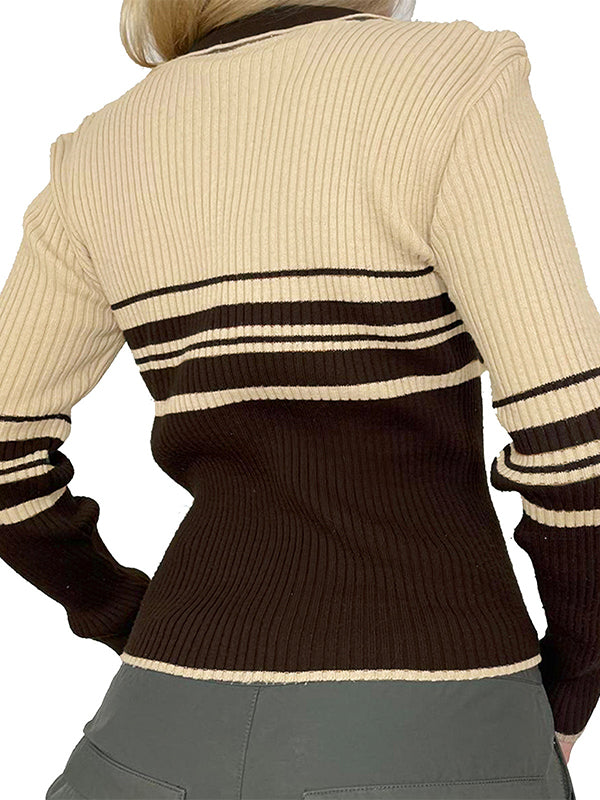 Drune | vintage gestreifter Patchwork-Reverscardigan