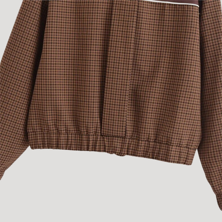 Drune | Damen leichte karierte Zip-Up Freizeit Frühlingsjacke