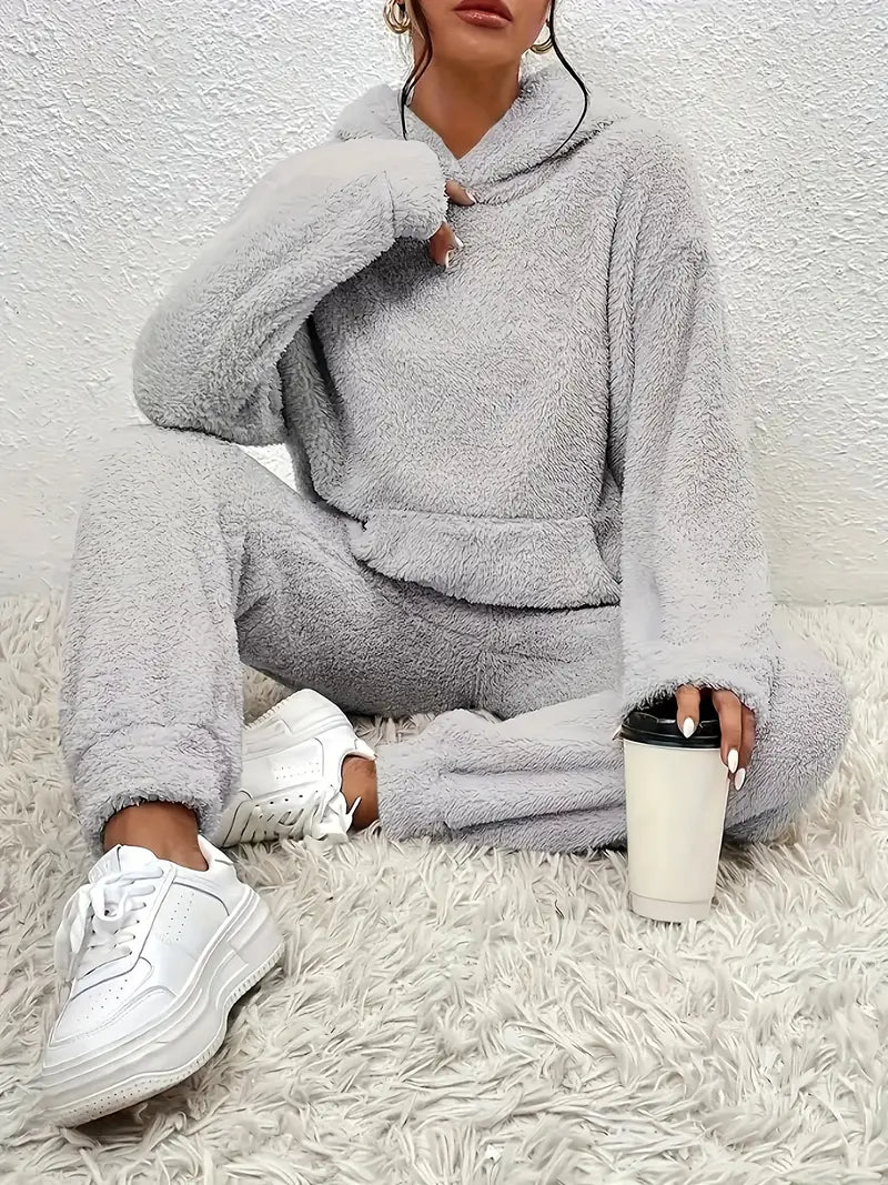 Drune | Damen Fleece Teddy Zweiteiliges Set