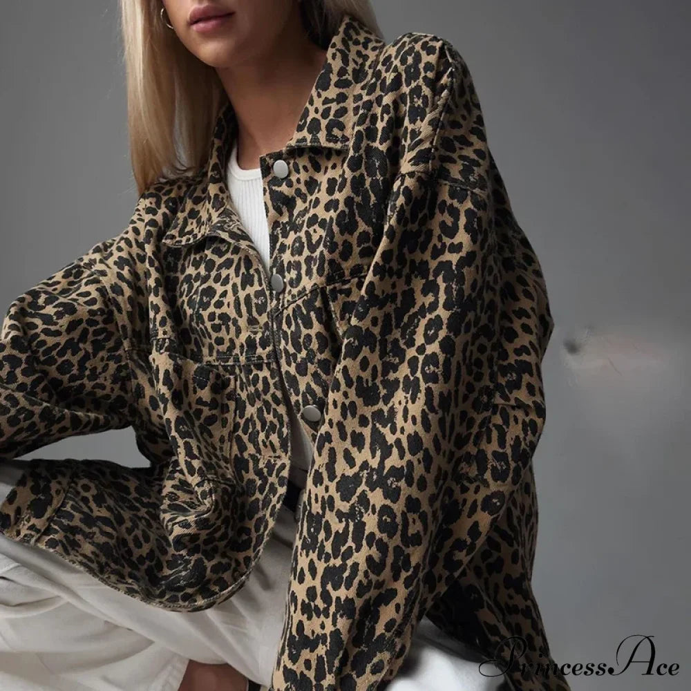 Drune | Slim fit denim jacket with leopard embroidery