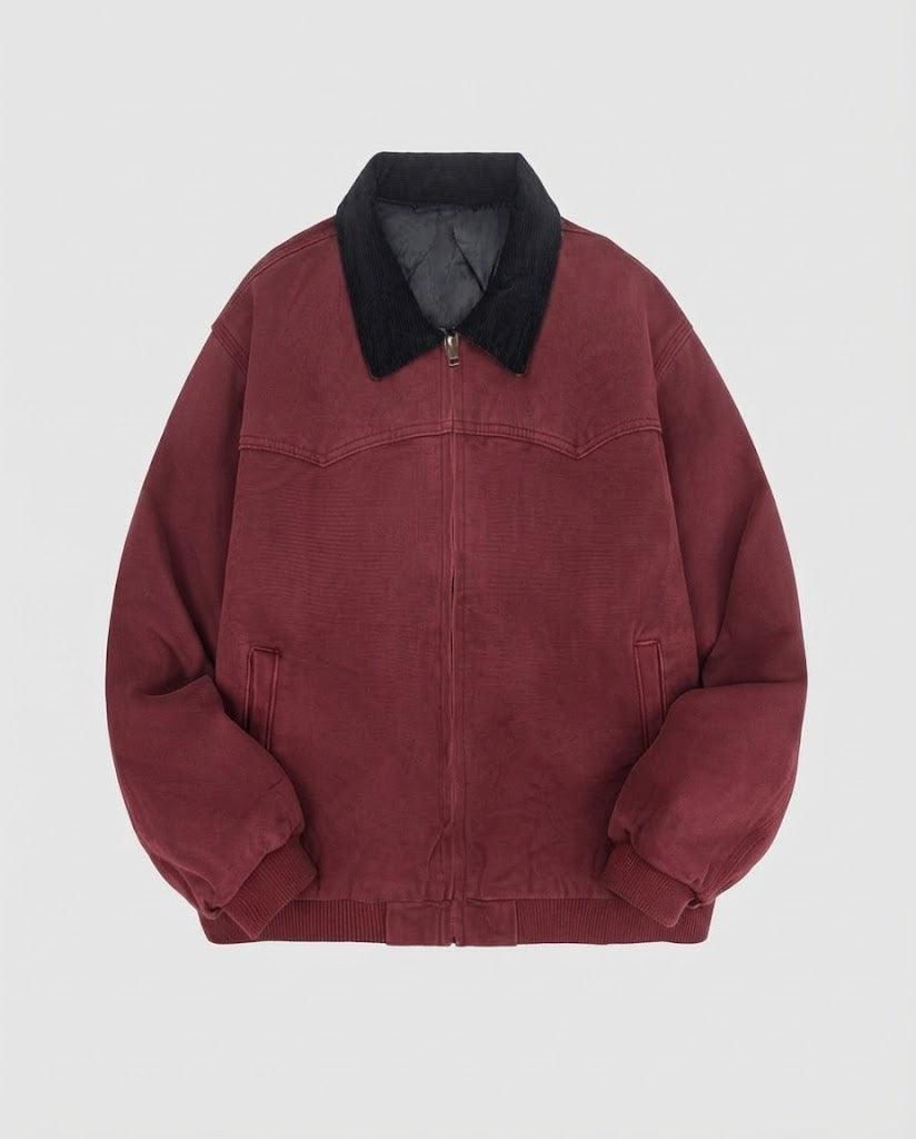 Herren gepolsterte Canvas‑Bomberjacke mit Teddykragen und Thermofutter Drune